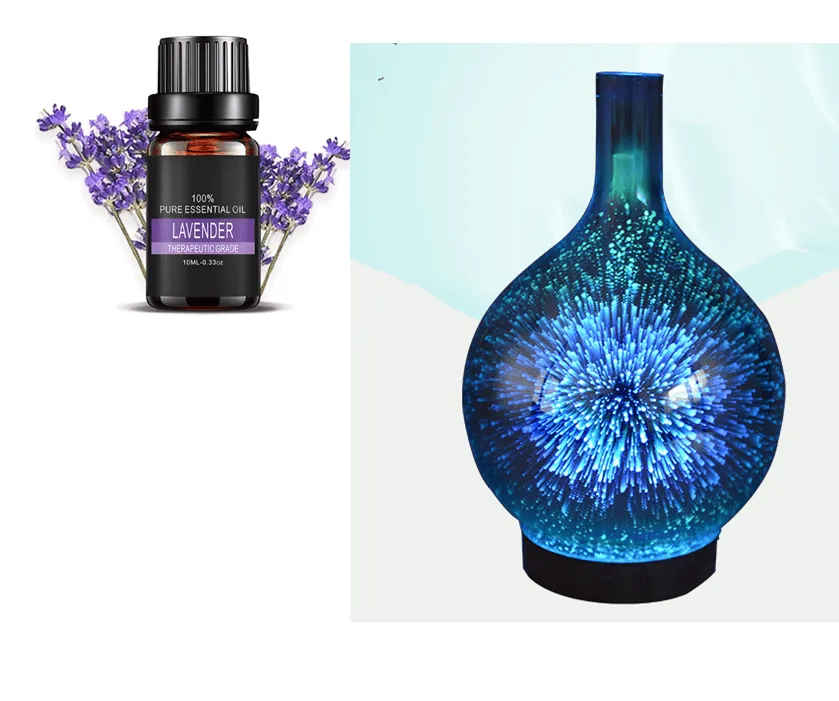 3D Firework Glass Vase Shape Aroma Diffuser 7 Color Led Night Aroma Essential Oil Diffuser