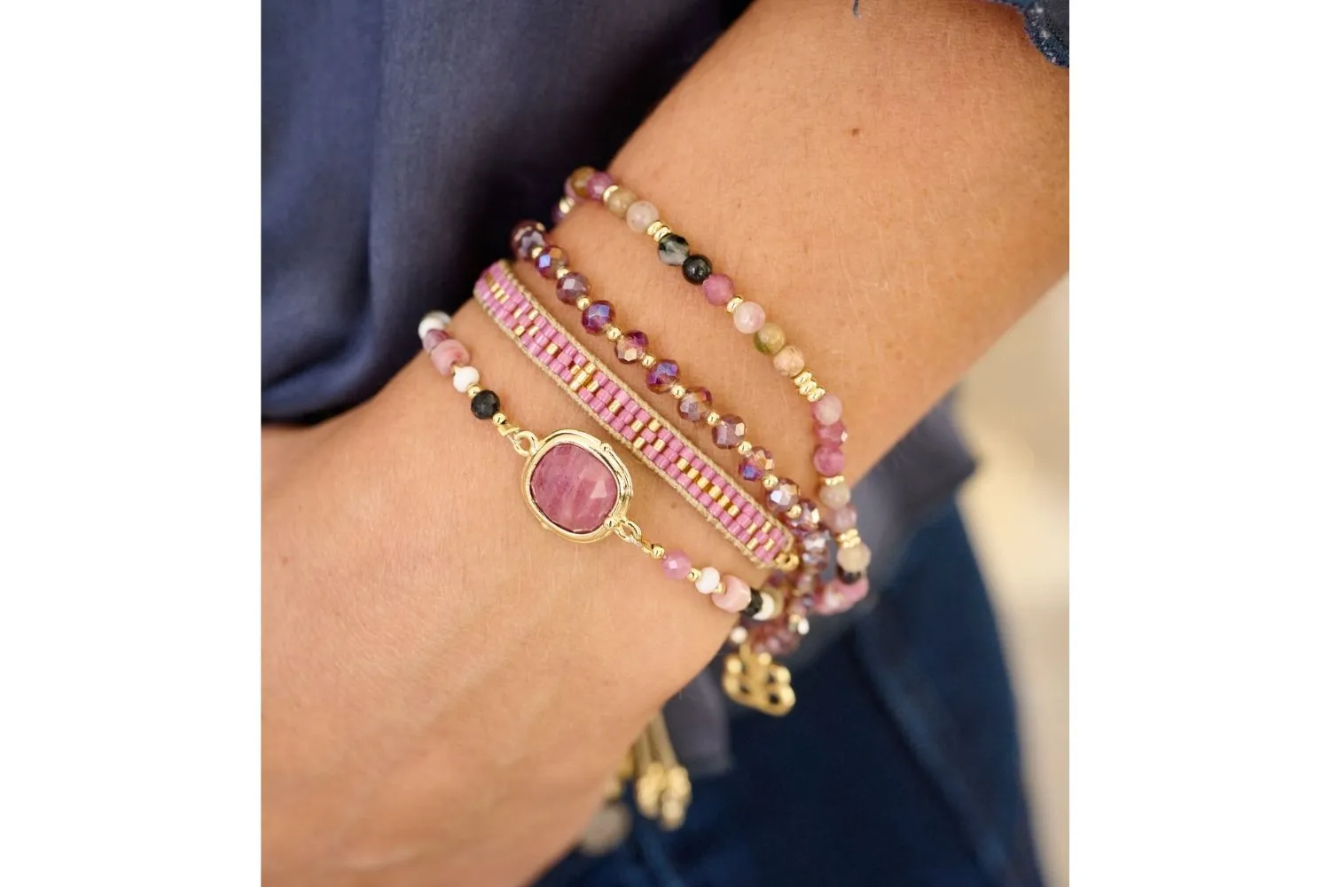 Adria Pink Tourmaline Necklace and Bracelet Set