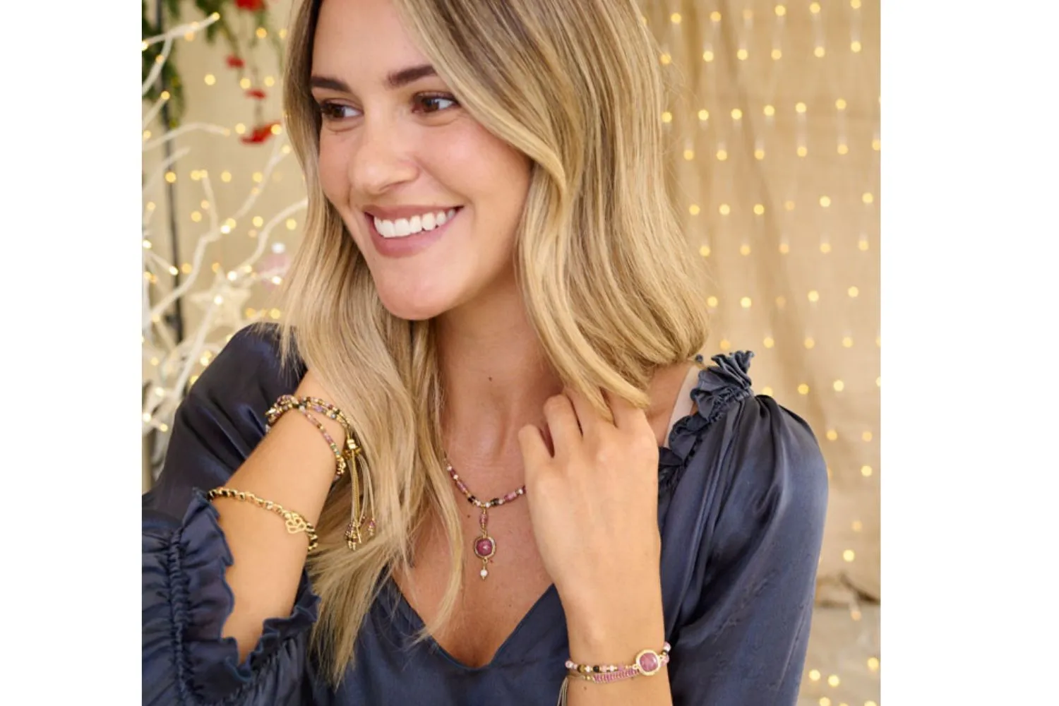 Adria Pink Tourmaline Necklace and Bracelet Set