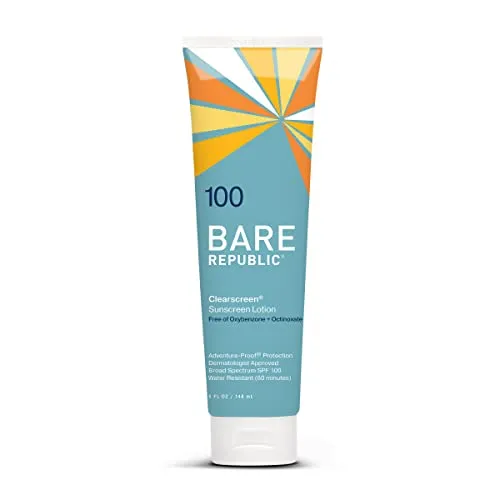 Bare Republic Clearscreen Sunscreen SPF 100 Sunblock Body Lotion, Water Resistant with an Invisible Finish, 5 Fl Oz