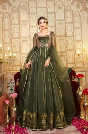 Deep Forest Green Embroidered Anarkali Gown (Raj Kumari)