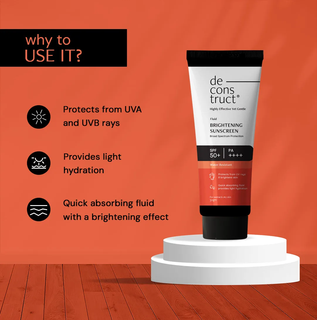 Fluid Brightening Sunscreen Combo with spf 50  - Prevents Tanning & Provides a Brightening effect