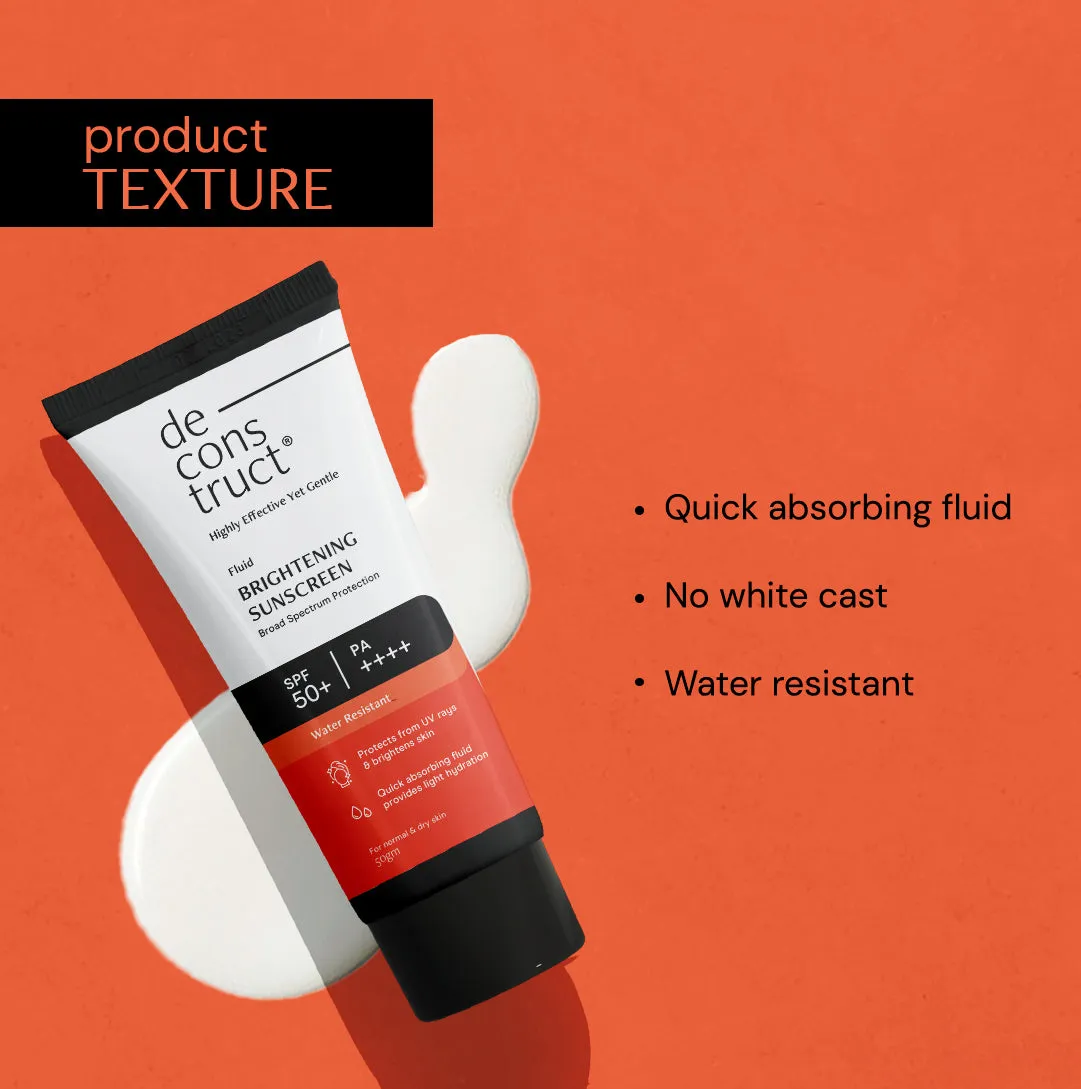 Fluid Brightening Sunscreen Combo with spf 50  - Prevents Tanning & Provides a Brightening effect