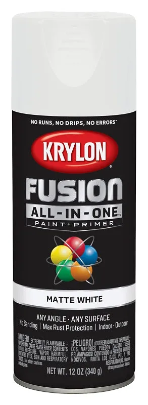 Krylon K02764007 Spray Paint, Matte, White, 12 oz, Can :CAN: QUANTITY: 1