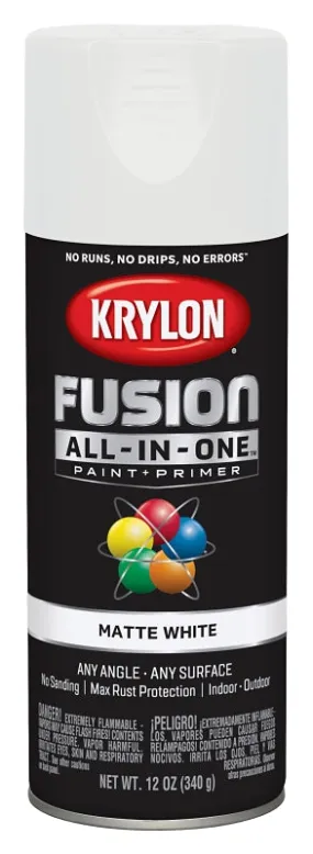 Krylon K02764007 Spray Paint, Matte, White, 12 oz, Can :CAN: QUANTITY: 1