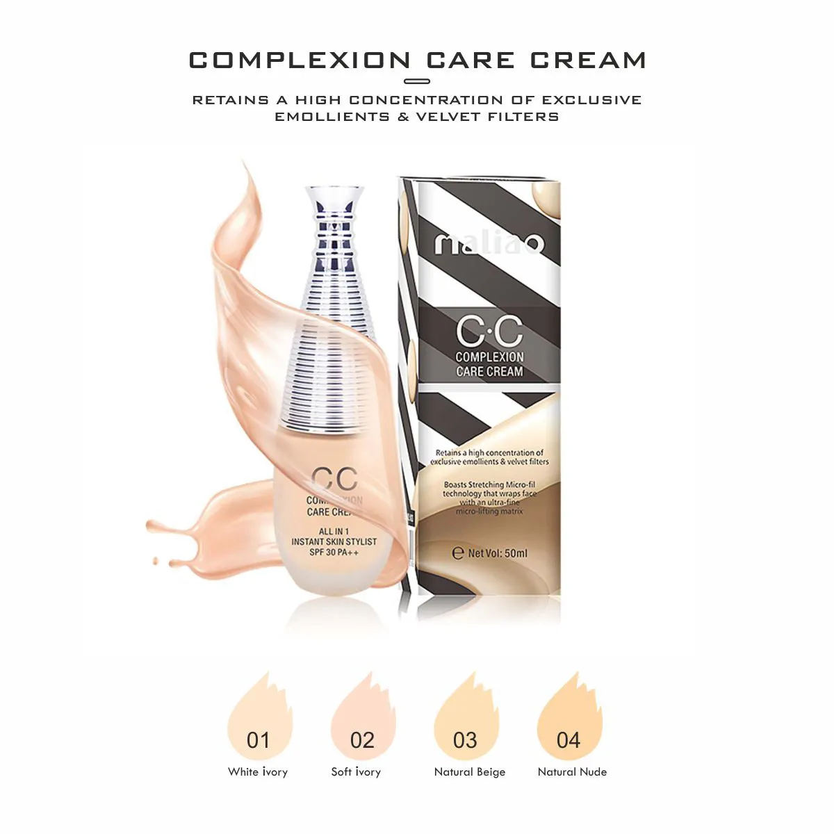 Maliao All-in-1 Instant Skin Stylist CC Complexion Care Cream SPF 30