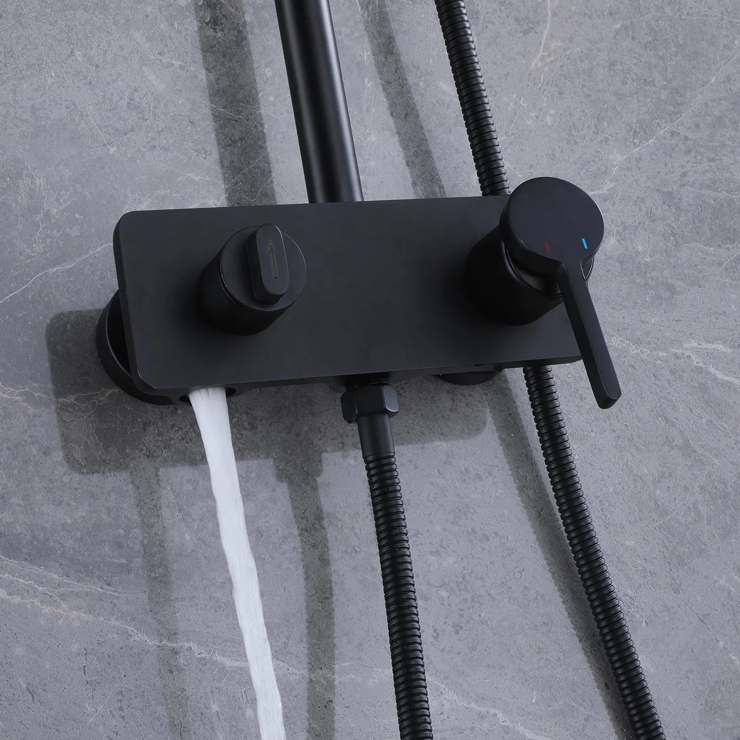 Matte Black Shower Fixtures Brass 3-Function Exposed Shower System RB1040
