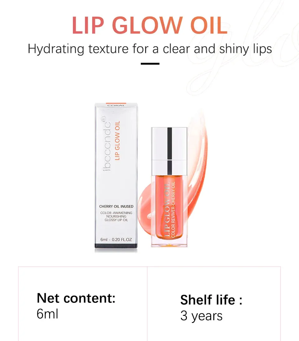 Moisturizing Lip Glow Oil - Cherry Seed Oil, Plumping & Hydrating Gloss