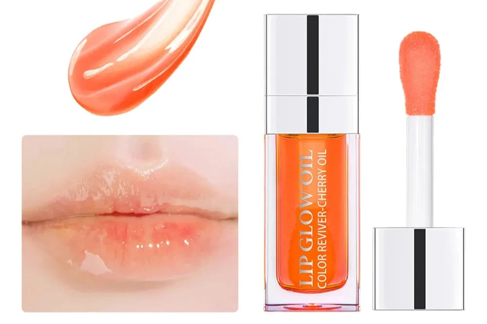 Moisturizing Lip Glow Oil - Cherry Seed Oil, Plumping & Hydrating Gloss