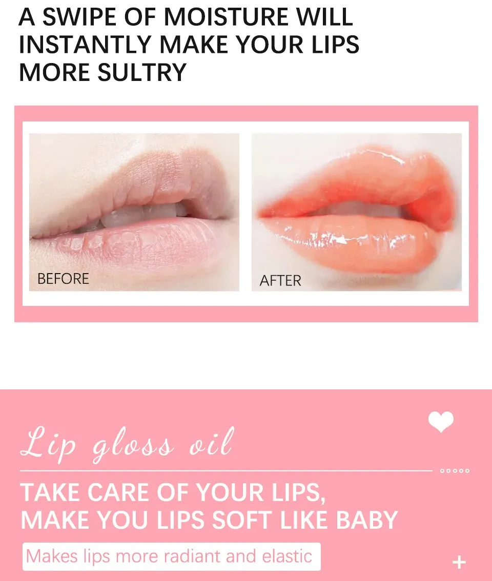 Moisturizing Lip Glow Oil - Cherry Seed Oil, Plumping & Hydrating Gloss