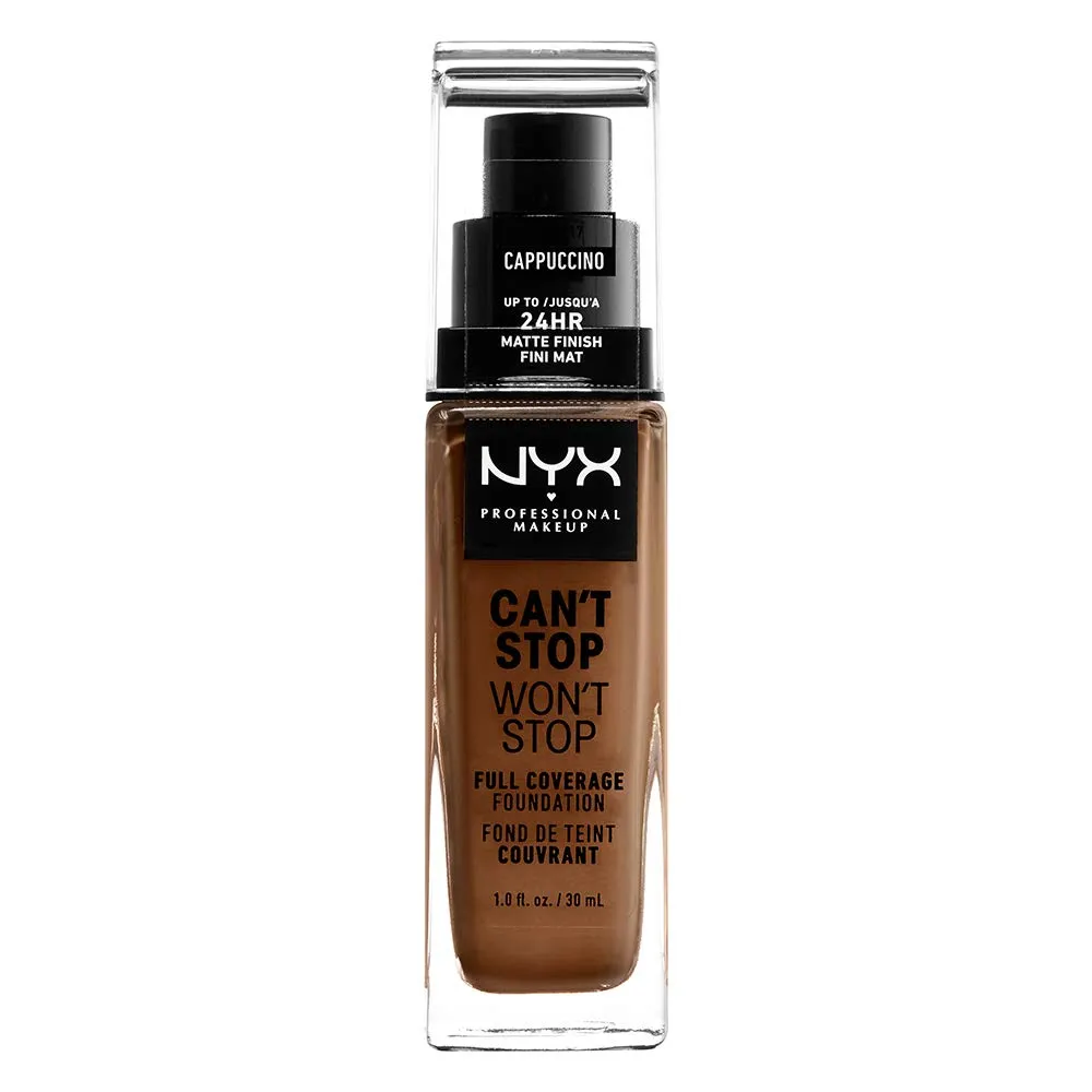 NYX - Can't Stop Won't Stop 24HR Full Coverage Foundation Cappuccino - 1 fl oz (30 ml)