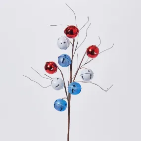 Patriotic Red, White & Blue Bells American Holiday Branch Spray - 24"