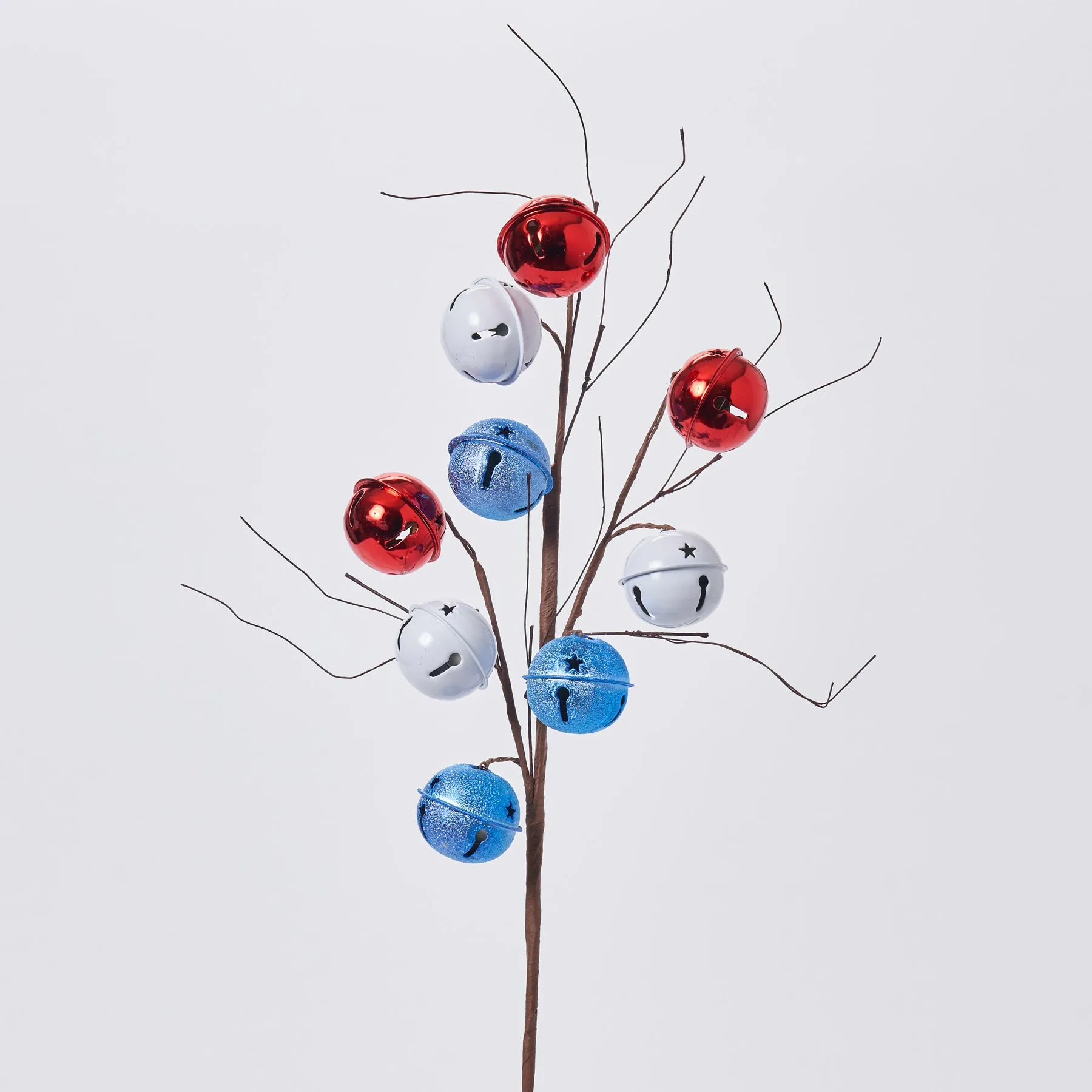 Patriotic Red, White & Blue Bells American Holiday Branch Spray - 24"