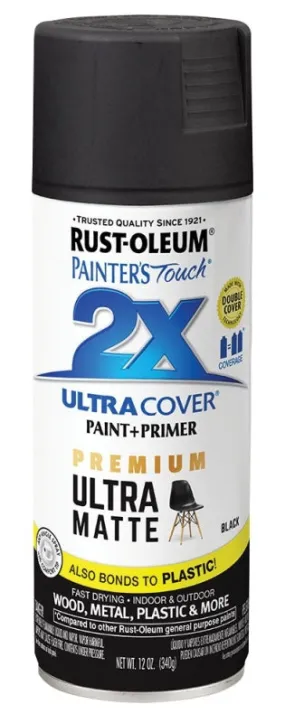 Rust-Oleum 331182 Spray Paint, Matte, Black, 12 oz, Can :CAN: QUANTITY: 1