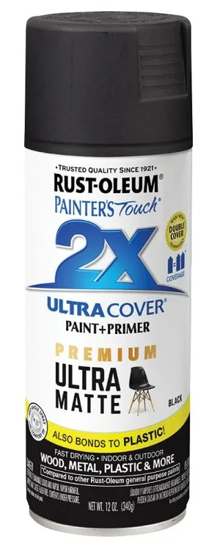 Rust-Oleum 331182 Spray Paint, Matte, Black, 12 oz, Can :CAN: QUANTITY: 1