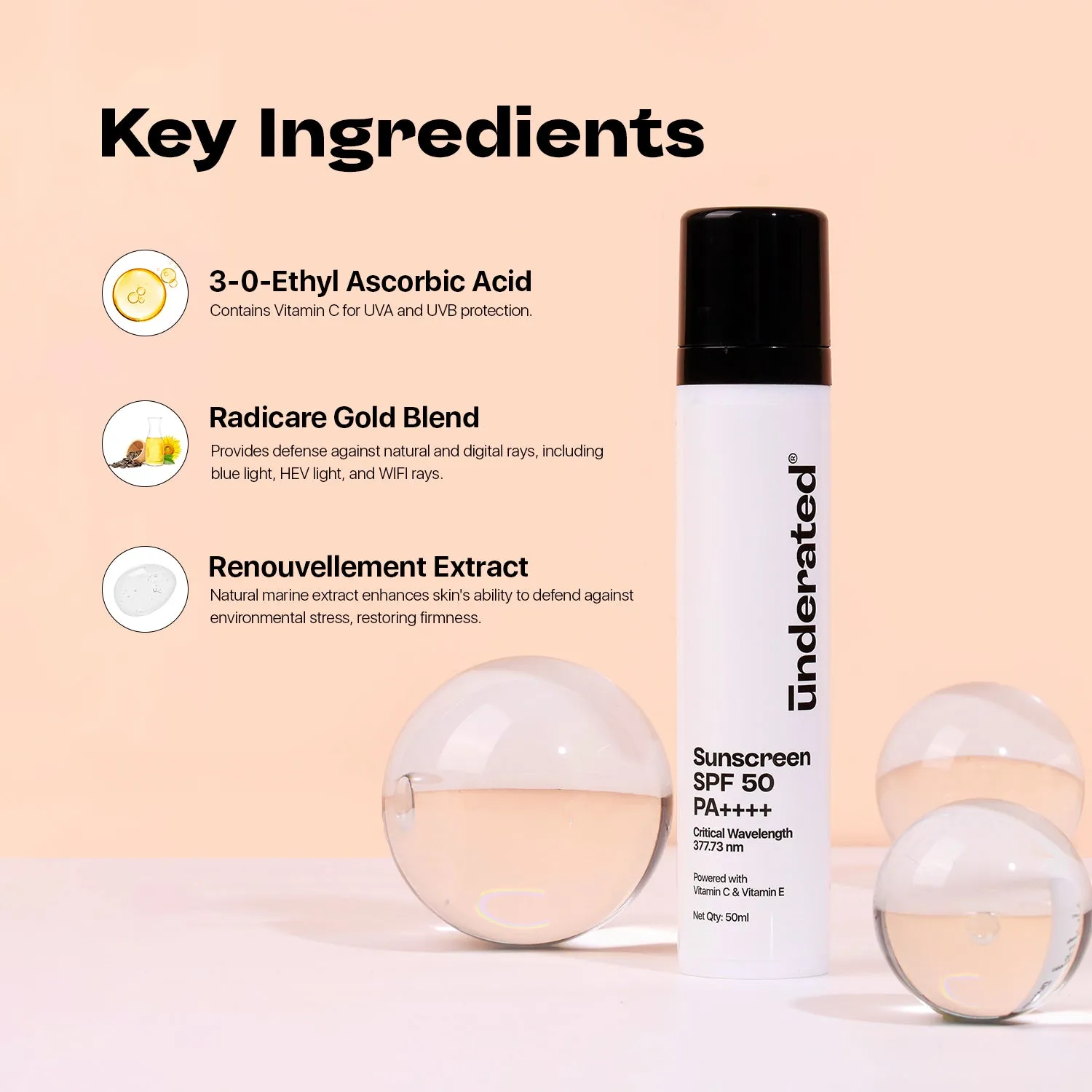 Sunscreen SPF 50 PA     - 50ml | For Broad UV A, UV B & Blue Light Protection
